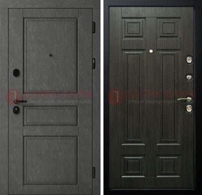 Серая стальная дверь с классическими МДФ ДМ-456 Кириши