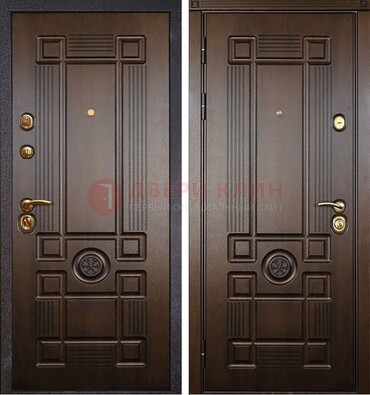 Квартирная коричневая железная дверь с МДФ ДМ-45 Кириши