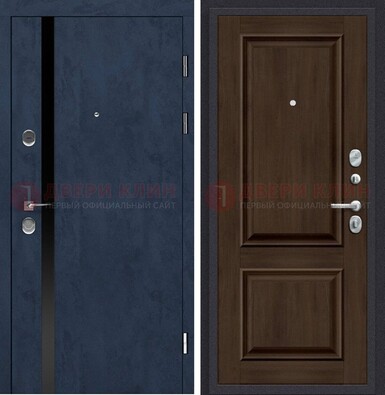 Синяя входная дверь МДФ с обеих сторон ДМ-473 Кириши
