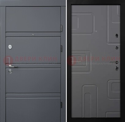 Серая металлическая дверь с МДФ в квартиру ДМ-485 Кириши