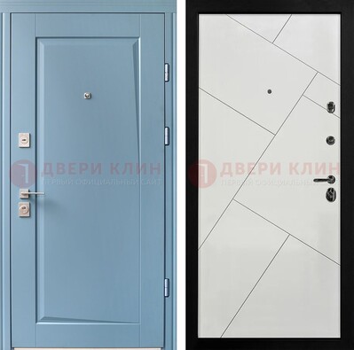Синяя железная дверь с МДФ панелями ДМ-491 Кириши