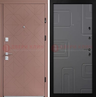 Красная стальная дверь в квартиру с МДФ хайтек ДМ-493 Кириши