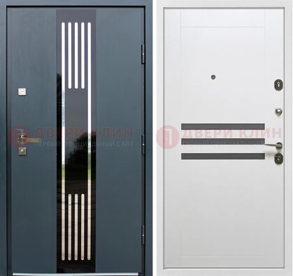 Темная квартирная дверь с разными МДФ ДМ-504 Кириши