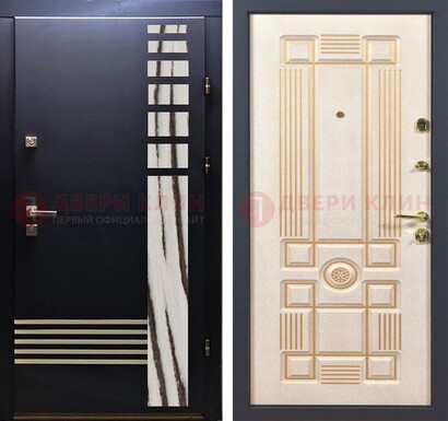 Черная железная дверь с МДФ панелями ДМ-510 в Павловском Посаде