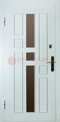 Белая стальная дверь с МДФ и декоративными вставками ДМ-62 Кириши