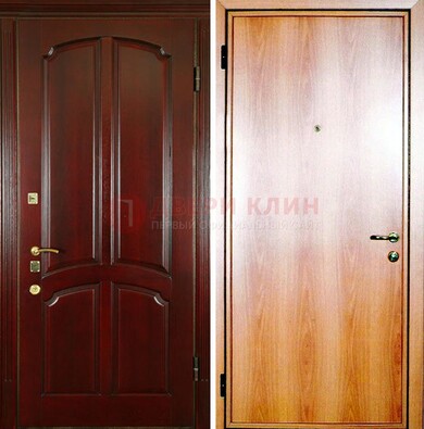 Темная железная дверь с массивом дуба ДМД-13 Кириши