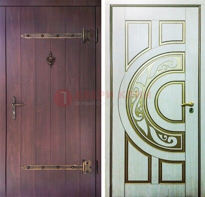 Темная входная дверь с массивом дуба с ковкой ДМД-1 в Казани