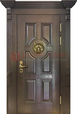 Коричневая металлическая дверь с массивом дуба ДМД-50 Кириши