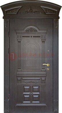 Темная уличная дверь с массивом дуба с узором ДМД-58 Кириши