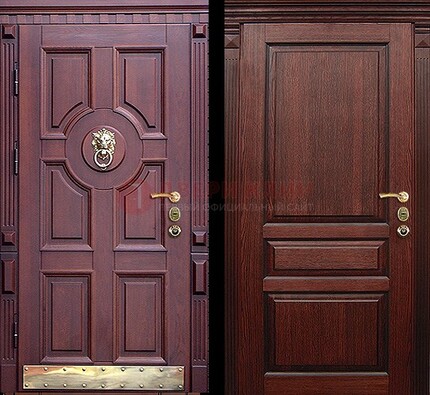Темная входная дверь с массивом дуба с декоративной вставкой ДМД-6 Кириши