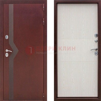 Бордовая металлическая дверь с порошковым напылением ДП-100 Кириши