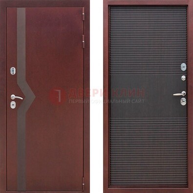 Бордовая железная дверь с порошковым покрытием ДП-104 Кириши