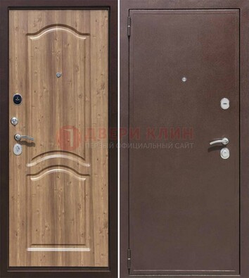 Коричневая железная дверь с порошковым окрасом ДП-191 Кириши