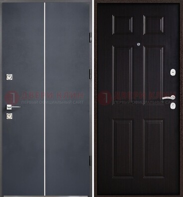 Железная дверь с порошковым покрытием и отделкой Темный орех внутри ДП-211 Кириши