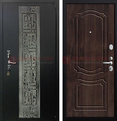 Темная входная дверь с порошковым покрытием и МДФ внутри ДП-224 Кириши