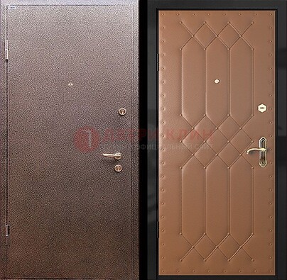 Коричневая металлическая дверь с порошковым окрасом ДП-22 Кириши