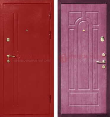 Красная входная дверь с порошковым напылением ДП-240 Кириши