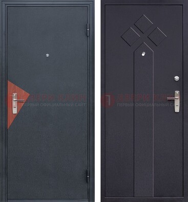 Черная входная дверь с порошковым напылением и узором внутри ДП-241 Кириши