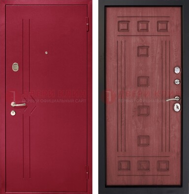 Красная железная дверь с порошковым напылением ДП-242 Кириши