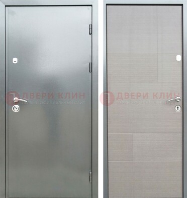 Металлическая серая дверь с порошковым покрытием и серым МДФ внутри ДП-250 Кириши