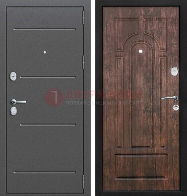 Железная дверь Антик серебро с порошковым напылением и МДФ Тисненый орех ДП-260 Кириши