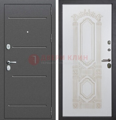 Металлическая дверь с порошковым напылением и фрезерованной МДФ ДП-263 Кириши