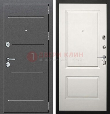 Серая стальная дверь с порошковым покрытием и светлой МДФ ДП-266 Кириши