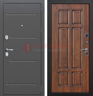 Стальная дверь с порошковым покрытием Антик серебро и филенчатой МДФ ДП-267 Кириши