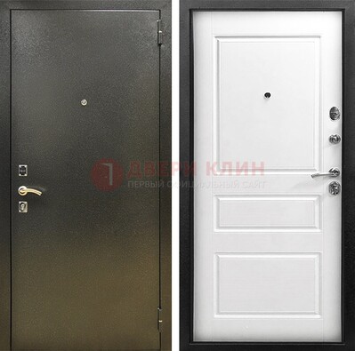 Входная дверь Темное серебро с порошковым напылением и белой МДФ ДП-272 Кириши