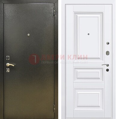 Железная темно-серая дверь с порошковым напылением и белой МДФ ДП-274 Кириши