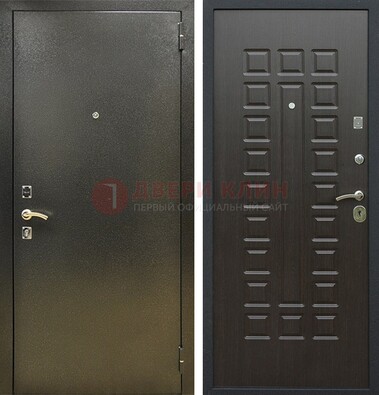 Темно-серая железная дверь с порошковым покрытием и МДФ Венге ДП-287 Кириши