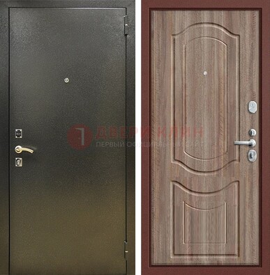 Темно-серая входная дверь с порошковым покрытием и коричневая МДФ ДП-290 Кириши