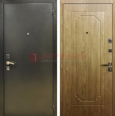 Темно-серая входная дверь с порошковым покрытием и МДФ Золотой дуб ДП-291 Кириши