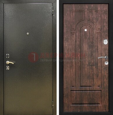 Темно-серая металлическая дверь с порошковым покрытием и МДФ коричневая ДП-292 Кириши
