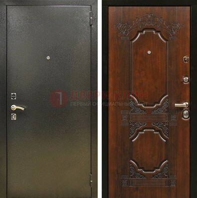 Входная дверь Темное серебро с порошковым покрытием и МДФ с узором ДП-293 Кириши