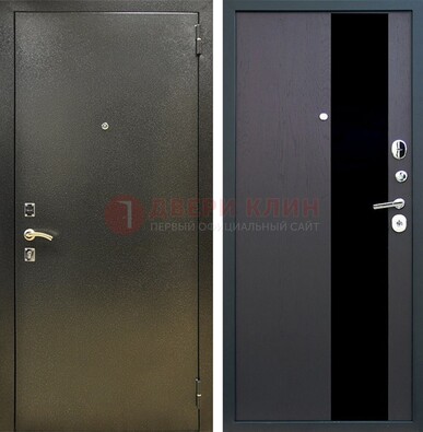 Входная темная дверь с порошковым покрытием и МДФ со стеклом ДП-294 Кириши