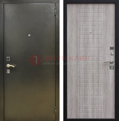 Железная темная дверь с порошковым покрытием и филенчатой МДФ ДП-297 Кириши