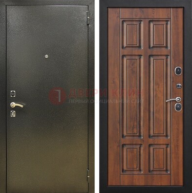 Металлическая входная темная дверь с порошковым напылением и МДФ ДП-299 Кириши