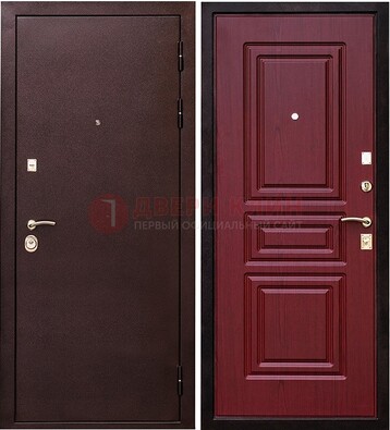 Бордовая входная дверь с порошковым окрасом ДП-36 Кириши