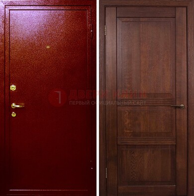Красная железная дверь с порошковым окрасом ДП-58 Кириши