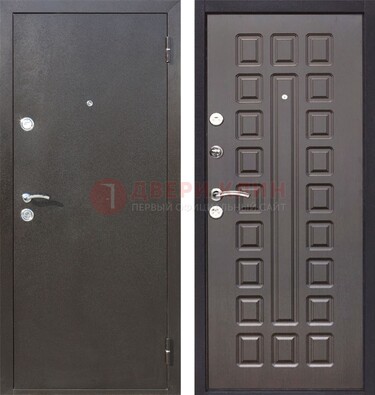 Коричневая железная дверь с порошковым окрасом ДП-63 в Челябинске