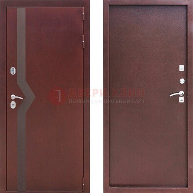 Бордовая стальная дверь с порошковым покрытием ДП-74 Кириши