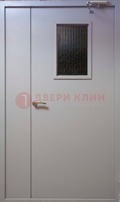 Белая железная подъездная дверь ДПД-4 Кириши