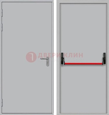 Белая металлическая противопожарная дверь с длинной ручкой ДПП-14 Кириши