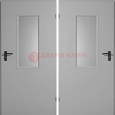 Белая металлическая противопожарная дверь с декоративной вставкой ДПП-7 Кириши