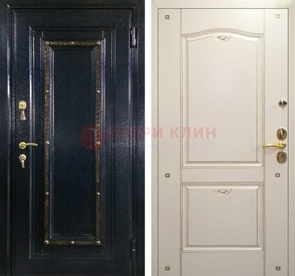 Парадная дверь с золотистым декором ДПР-3 в квартиру Кириши