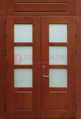Металлическая парадная дверь со стеклом ДПР-69 для загородного дома Кириши