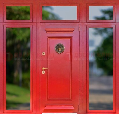 Красная парадная дверь для частного дома ДПР-88 Кириши