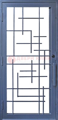 Современная железная решетчатая дверь синяя ДР-31 Кириши