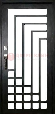 Черная стальная решетчатая дверь в современном стиле ДР-43 Кириши